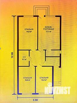 Дом 72м², 1-этажный, участок 3 сот.