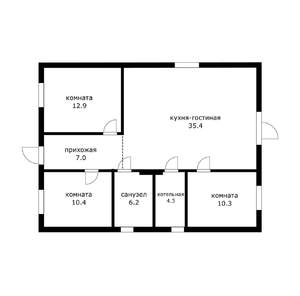 Дом 87м², 1-этажный, участок 6 сот.