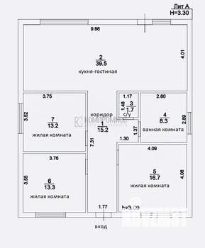 Дом 108м², 1-этажный, участок 6 сот.