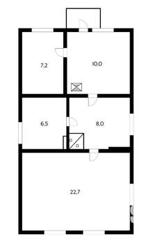 Дом 54м², 1-этажный, участок 6 сот.
