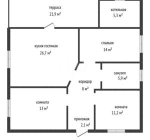 Дом 108м², 1-этажный, участок 6 сот.