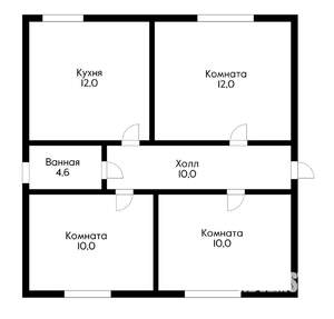 Дом 57м², 1-этажный, участок 3 сот.