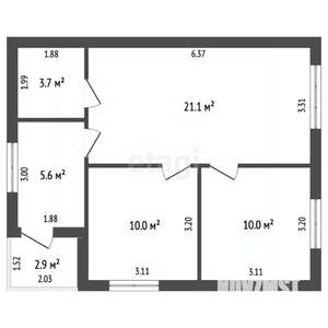 Дом 54м², 1-этажный, участок 4 сот.