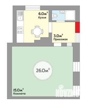 Дом 26м², 1-этажный, участок 1 сот.