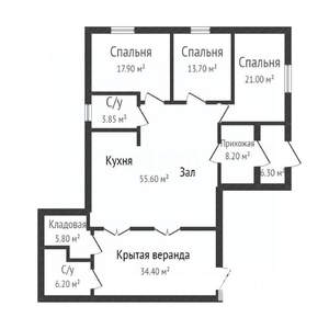 Дом 123м², 1-этажный, участок 4 сот.