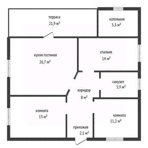 Дом 108м², 1-этажный, участок 6 сот.