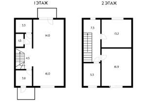 Таунхаус 90м², 2-этажный, участок 2 сот.