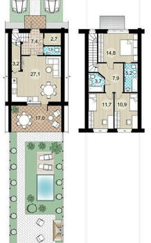 Дом 116м², 2-этажный, участок 2 сот.