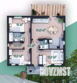 Дом 101м², 1-этажный, участок 6 сот.