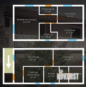 Дом 118м², 2-этажный, участок 8 сот.