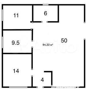 Дом 95м², 1-этажный, участок 4 сот.
