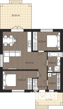 Коттедж 106м², 1-этажный, участок 6 сот.