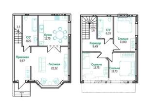 Таунхаус 119м², 2-этажный, участок 2 сот.