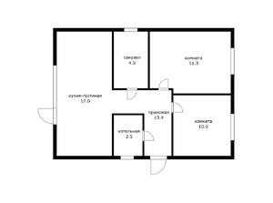 Дом 53м², 1-этажный, участок 4 сот.