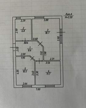 Дом 60м², 1-этажный, участок 3 сот.