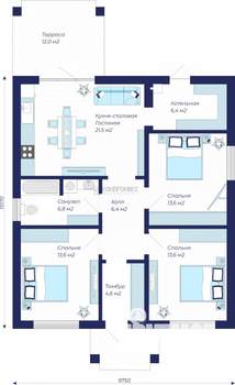 Коттедж 87м², 1-этажный, участок 4 сот.