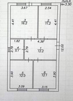 Дом 70м², 1-этажный, участок 3 сот.