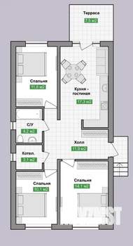 Дом 77м², 1-этажный, участок 3 сот.