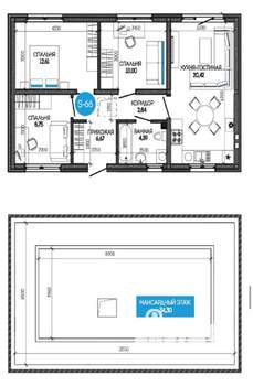 Коттедж 100м², 2-этажный, участок 4 сот.