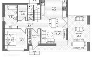 Дом 181м², 2-этажный, участок 6 сот.