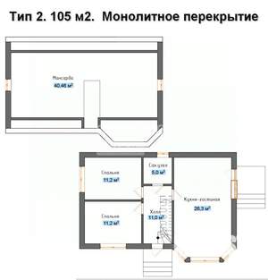 Дом 105м², 2-этажный, участок 3 сот.  