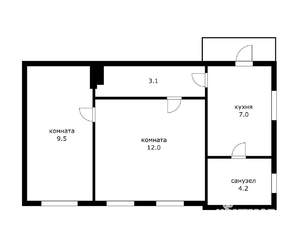 Дом 45м&sup2;, 1-этажный, участок 2 сот.  
