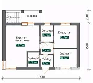 Дом 79м², 1-этажный, участок 4 сот.  