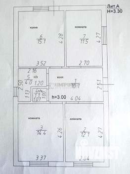 Дом 68м², 1-этажный, участок 3 сот.  