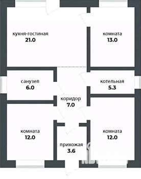 Дом 100м&sup2;, 1-этажный, участок 5 сот.  