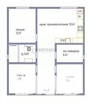 Дом 130м², 1-этажный, участок 3 сот.  