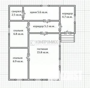 Дом 48м², 1-этажный, участок 8 сот.  