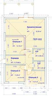 Дом 115м², 1-этажный, участок 4 сот.  