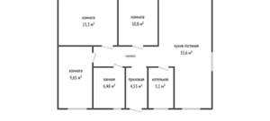 Дом 93м&sup2;, 1-этажный, участок 6 сот.  