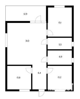 Дом 103м², 1-этажный, участок 4 сот.  