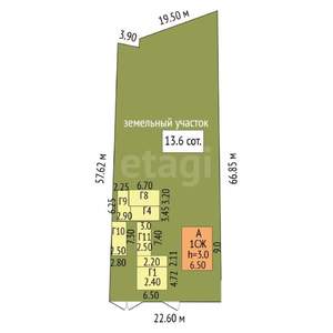 Дом 44м&sup2;, 1-этажный, участок 14 сот.  