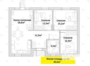 Дом 85м&sup2;, 1-этажный, участок 5 сот.  
