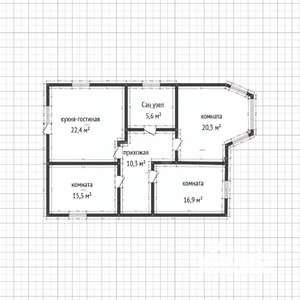 Дом 91м&sup2;, 1-этажный, участок 5 сот.  