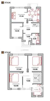 Таунхаус 125м², 2-этажный, участок 2 сот.  