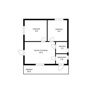 Дом 56м&sup2;, 1-этажный, участок 6 сот.  
