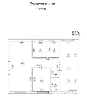 Дом 140м², 1-этажный, участок 6 сот.  