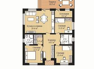 Дом 130м&sup2;, 1-этажный, участок 4 сот.  