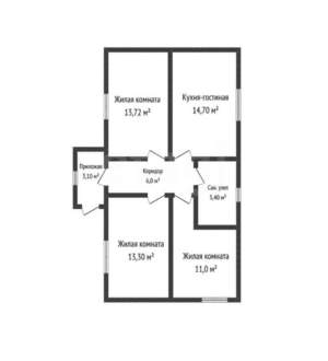 Дом 75м&sup2;, 1-этажный, участок 5 сот.  