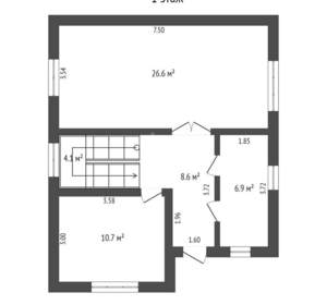 Дом 124м², 2-этажный, участок 4 сот.  