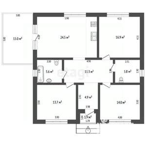 Дом 115м², 1-этажный, участок 5 сот.  