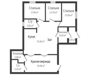 Дом 123м&sup2;, 1-этажный, участок 4 сот.  