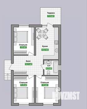 Дом 83м², 1-этажный, участок 3 сот.  