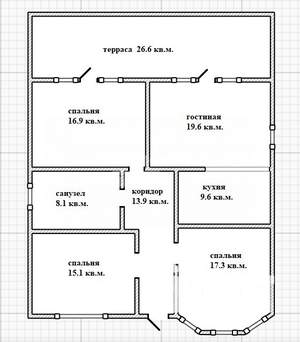 Дом 120м², 1-этажный, участок 6 сот.  