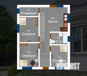 Дом 146м², 2-этажный, участок 4 сот.  