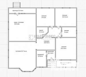 Дом 124м&sup2;, 1-этажный, участок 6 сот.  