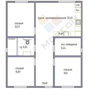 Дом 130м², 1-этажный, участок 3 сот.  